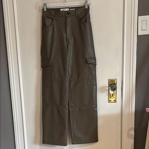 Faux Leather Cargo Pants